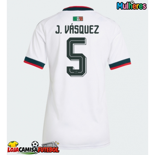 Camisa de Futebol México Johan Vasquez #5 Equipamento Secundário Mulheres Mundo 2026 Manga Curta